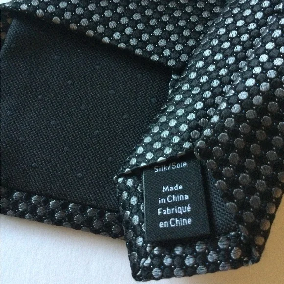 NORDSTROM NENS SILK TIE BLACK GRAY SMALL CHECK NEW